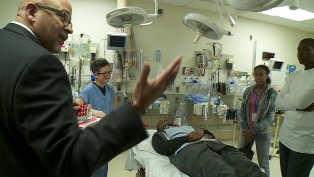 Students visit Temple University hospital trauma unit. CBS NEWS